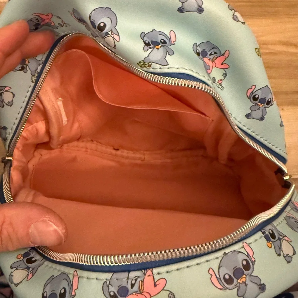 Disney Loungefly‎ Stitch All Over Print Mini Backpack Light Blue Faux Leather